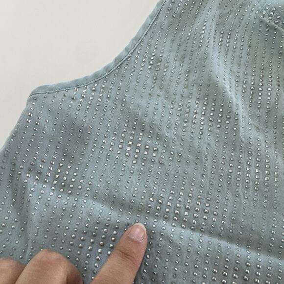 L'AGENCE Blouse Womens 0 Light Blue 100% Silk Sleeveless Studded Rhinestone - Picture 9 of 10